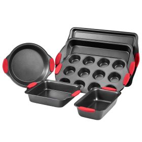 Baking Pan Set 6-Piece Nonstick Carbon Steel Bakeware Set with Silicone Handle