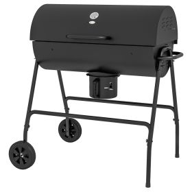 Outsunny Barrel Charcoal BBQ Grill with 420 sq.in. Cooking Area, Outdoor Barbecue with Wheels, Ash Catcher and Built-in Thermometer for Patio Pic