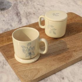 Fashionable And Practical Set Of 2 Ceramic Cups With Lids (Option: 1Set)
