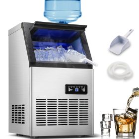Commercial Ice Maker Machine, 80-110LBS/24H Under Counter Ice Maker, Stainless Steel Freestanding Ice Machine,Self-Cleaning, 2 Water Inlet Modes (size: 110LBS)